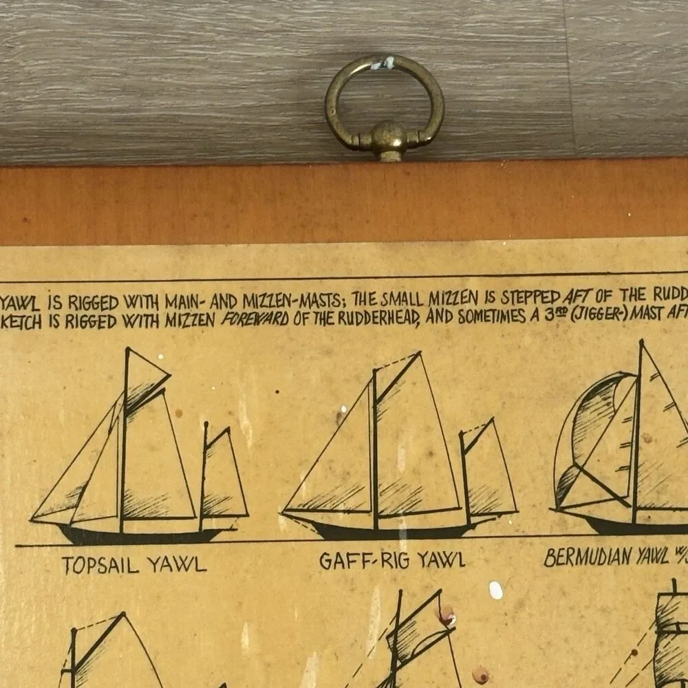 S. Frank Vintage Nautical Sailboat Wood Plaque Art Set Yawls Ketches Sail Types